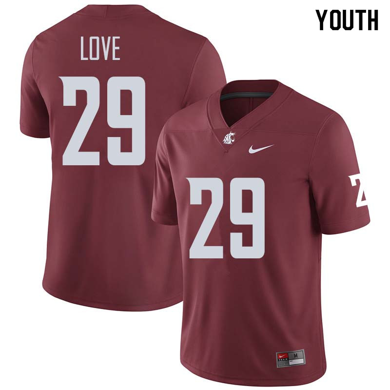 Youth #29 Isaiah Love Washington State Cougars College Football Jerseys Sale-Crimson